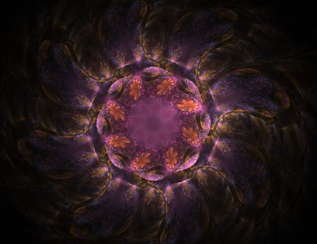 Abstract fractal color background with crossing circles and oval. Motion illustration.