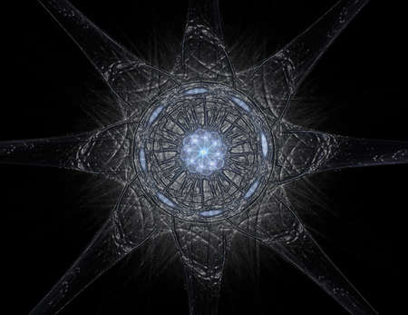 Abstract fractal red background with crossing circles and ovals. Disco lights. Motion illustration.の写真素材