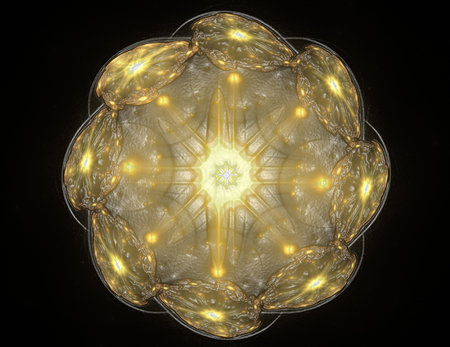 Abstract fractal color background with crossing circles and oval. Motion illustration.