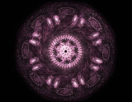 Particles of abstract fractal forms on the subject of nuclear physics science and graphic design. Geometry sacred futuristic quantum digital hologram texture in development wave surreal design.の写真素材