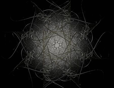 Abstract fractal red background with crossing circles and ovals. Disco lights. Motion illustration.の写真素材