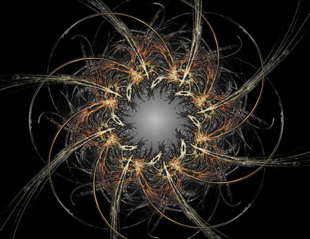 Abstract fractal background - computer-generated image. Digital art. Converging toward the center of...