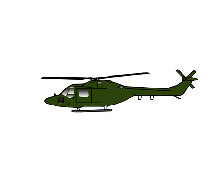 Helicopter silhouette isolated in black and green colors. Vector military helicopter   icon on white background.のイラスト素材