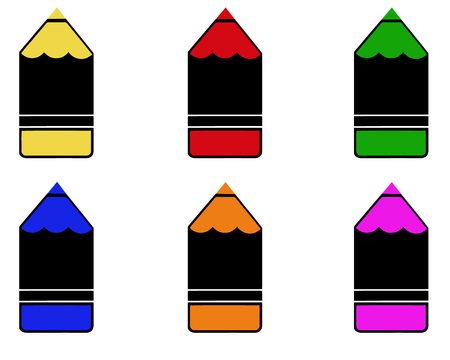 Set of colorful pencils isolated on white background. Colored drawing pencils in a variety of colors.のイラスト素材