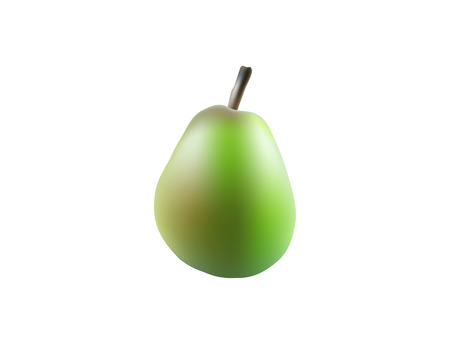 Single pear fruit close up. Raw pear isolated on white background. Qualitative vector illustration about pears agriculture.のイラスト素材
