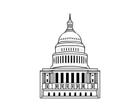 Vector icon of united states capitol hill building washington dc american congress white symbol design on white backgroundのイラスト素材