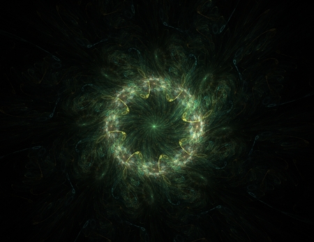 Lacy colorful clockwork pattern. Digital fractal art design. Abstract design of sacred symbols signs geometry. Designs of astrology alchemy magic. Geometric Spiral. Abstract Colorful Fractal Texture.の写真素材