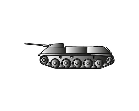 Military tank isolated on white. Armoured fighting vehicle designed for front-line combat, with heavy firepower, strong armour, tracks providing good battlefield manoeuvrability. Vector in flat styleのイラスト素材