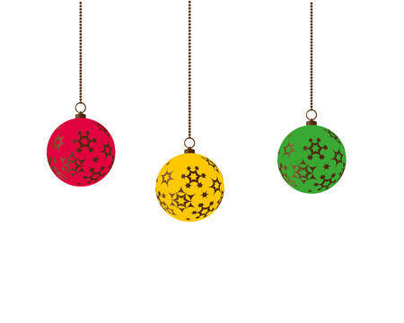 Colorful christmas balls. Set of isolated realistic decorations. Vector illustration.のイラスト素材