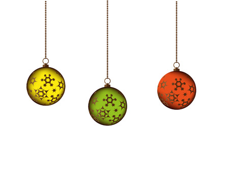 Colorful christmas balls. Set of isolated realistic decorations. Vector illustration.のイラスト素材