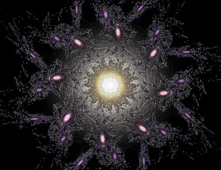 An abstract computer generated modern fractal design on dark background. Abstract fractal color...