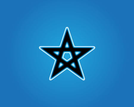 Shining retro neon star. Vintage bright sign board for your design. Vector illustration.のイラスト素材