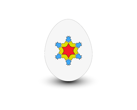Easter egg 3D icon. Violet color egg, isolated white background. Bright realistic design, decoration for Happy Easter celebration. Holiday element. Shiny pattern. Spring symbol Vector illustrationのイラスト素材