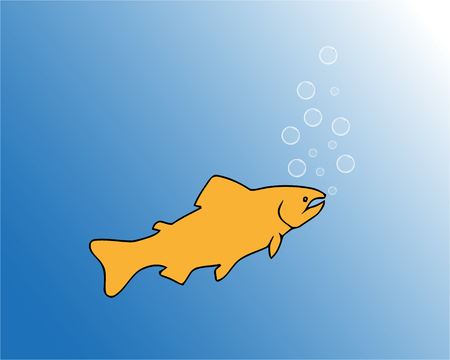 Fish in water is bubbling. Vector illustrationのイラスト素材