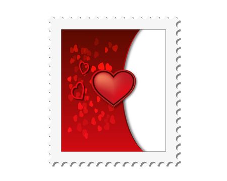 Postage Stamp Red Heart Vector Illustrationのイラスト素材