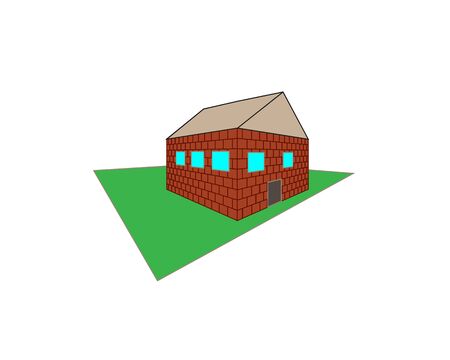 Isometric house. Cartoon home in isometric perspective. Color illustration isolated on a white background.のイラスト素材