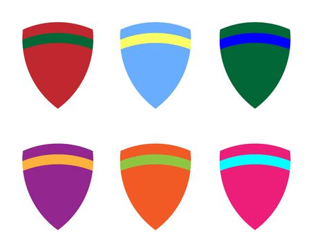 Set of color shields in 6 different shapesのイラスト素材