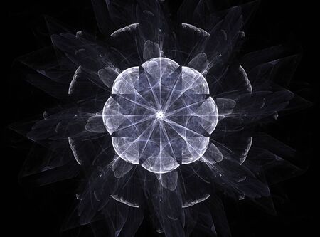 An abstract computer generated modern fractal design on dark background. Abstract fractal color texture. Digital art. Abstract Form & Colors. Abstract fractal element pattern for your design. Soft color triangle spiral with dynamic shapeの写真素材