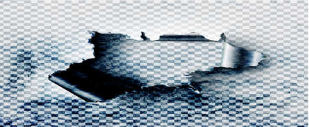 Torn hole and ripped of paper on a transparent background.の写真素材