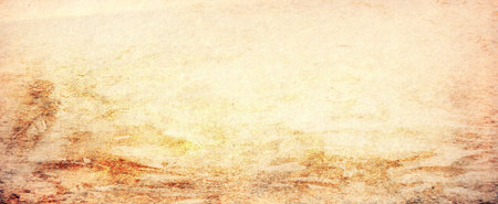 Old brown paper parchment background design with distressed vintage stains and ink spatter and white...
