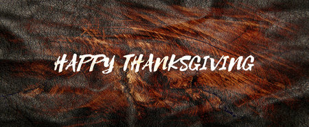 Hand drawn Happy Thanksgiving typography lettering poster. Celebration quote on textured background...
