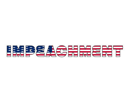 Impeach isolated word. USA impeachment vector banner with american flag texture. White backgroundのイラスト素材