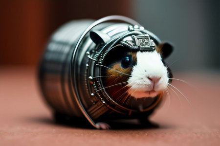 Cute guinea pig made out of metal generated by AI.の素材