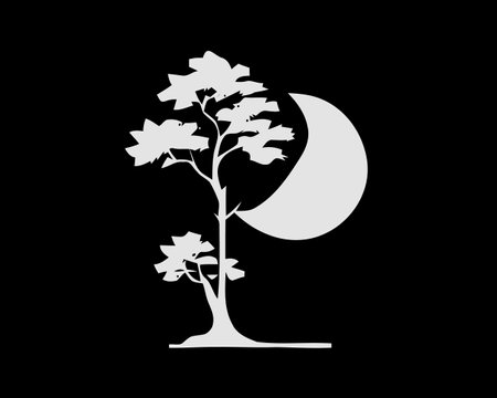 Black and white tree on the Yin Yang symbolのイラスト素材