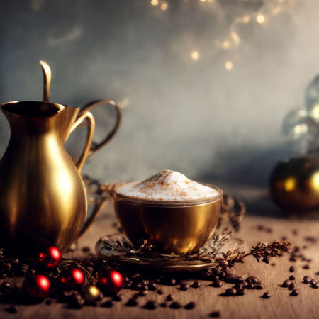Hot invigorating black coffee in a ceramic cup, isolated, AI Generationの素材