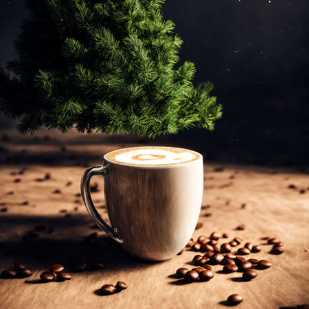 Vienna coffee A glass of coffee with whipped cream and a cup of coffee on a wooden table. AI generationの素材