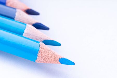 close up of colour pencils on white backgroundの写真素材