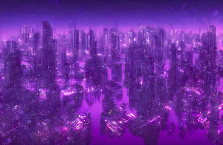 Futuristic metaverse city concept with glowing neon lights. high quality 3d illustration