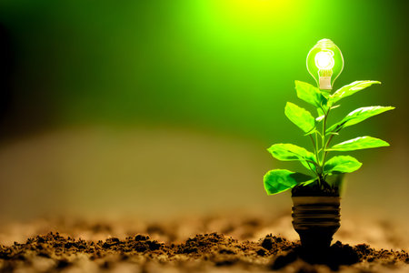 natural energy concept. Light bulb with clean nature symbol inside, Tree, little plant. high quality...