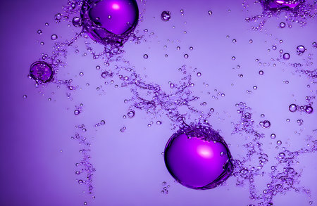 Abstract background and texture of blue bubbles with light illumination. 3D illustration. high quality photoの写真素材