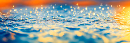 blue water background. texture of water. Splash. banner size. high quality 3d illustrationの写真素材