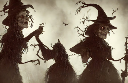 Scary ugly witch. Halloween background. Abstract. 3D Imageの写真素材