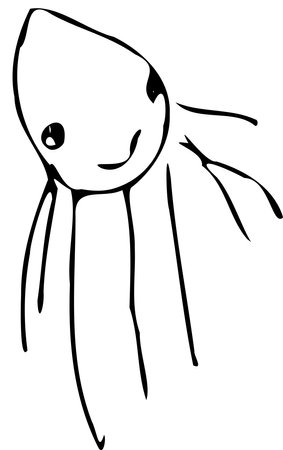 An image of a black and white doodle of an octopus.のイラスト素材