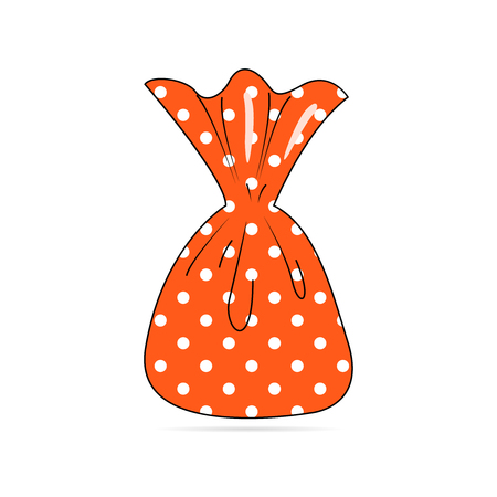 Candy in a orange wrapper, flat design object. Isolated on white background.のイラスト素材