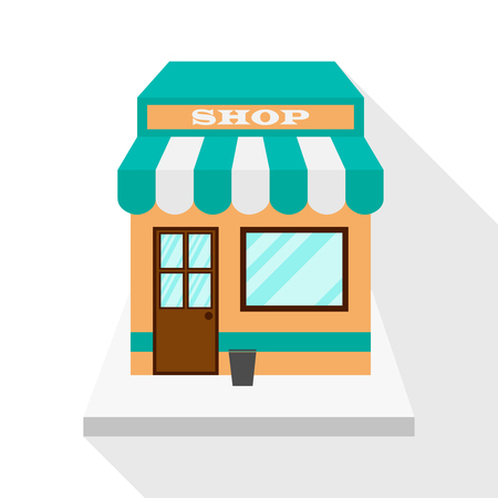 Store/shop icon with long flat shadow on white background. Flat design. Vector illustration, EPS10.のイラスト素材