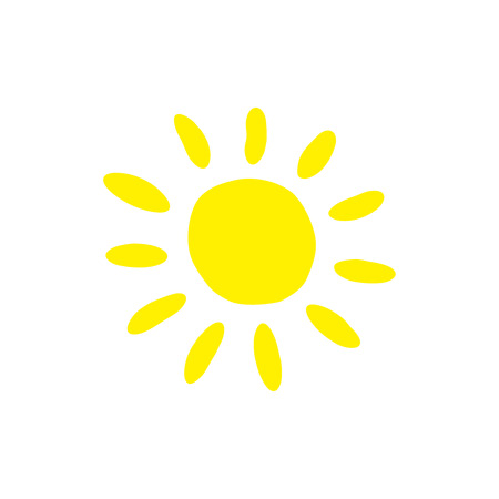 Sun flat icon. Summer pictogram. Vector summer symbol for website design, web button, mobile app. Sunlight symbol. Vector illustration, EPS10.のイラスト素材