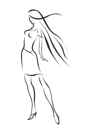 Sign of the Virgo zodiac. Woman wearing dress silhouette. Vector illustration, EPS10.のイラスト素材