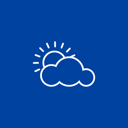 Outline weather icon. Cloud and sun on blue background. Vector illustration, EPS10.のイラスト素材