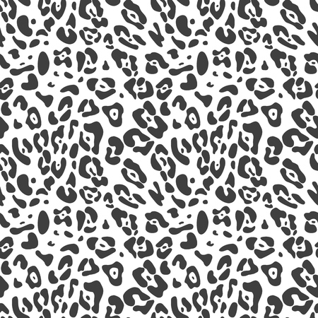 Seamless faux leopard skin pattern with black spots on white background. EPS - Vectorのイラスト素材