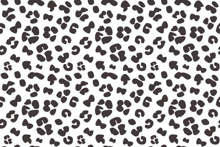 Seamless faux leopard skin pattern with big black spots on white background. Vector - EPS.のイラスト素材
