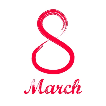 Design of a banner, flyer or greeting card for 8 march (Women's Day). Number 8 with a congratulatory inscriptionのイラスト素材