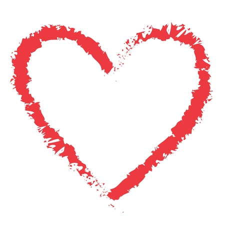 Red hand drawn heart for greeting card, can be used as template for Valentine's day, wedding, etc.のイラスト素材