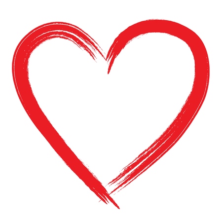 Red hand drawn heart for greeting card, can be used as template for Valentine's day, wedding, etc.のイラスト素材