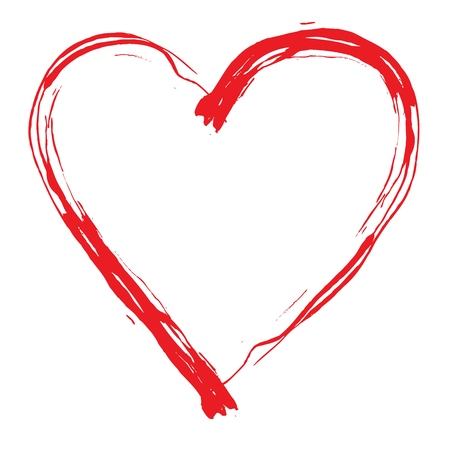 Red hand drawn heart for greeting card, can be used as template for Valentine's day, wedding, etc.のイラスト素材