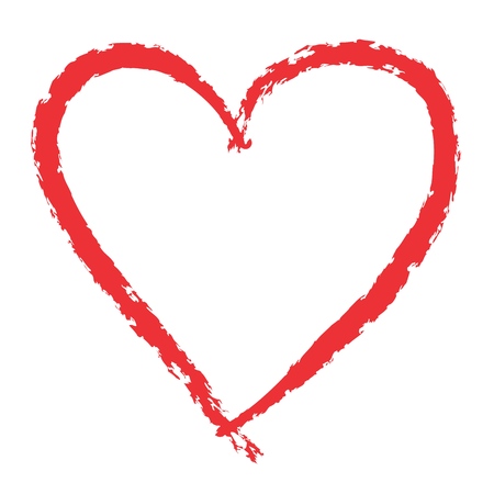 Red hand drawn heart for greeting card, can be used as template for Valentine's day, wedding, etc.のイラスト素材