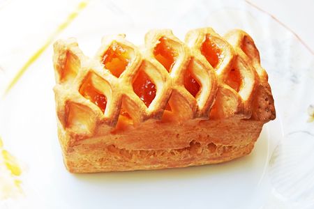 puff with apricot jamの写真素材